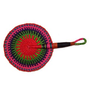 Hand fan with leather handles